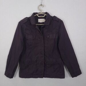 J.Crew Field Jacket Womens 10 Purple Classic Twill Chino Utility Military Coat